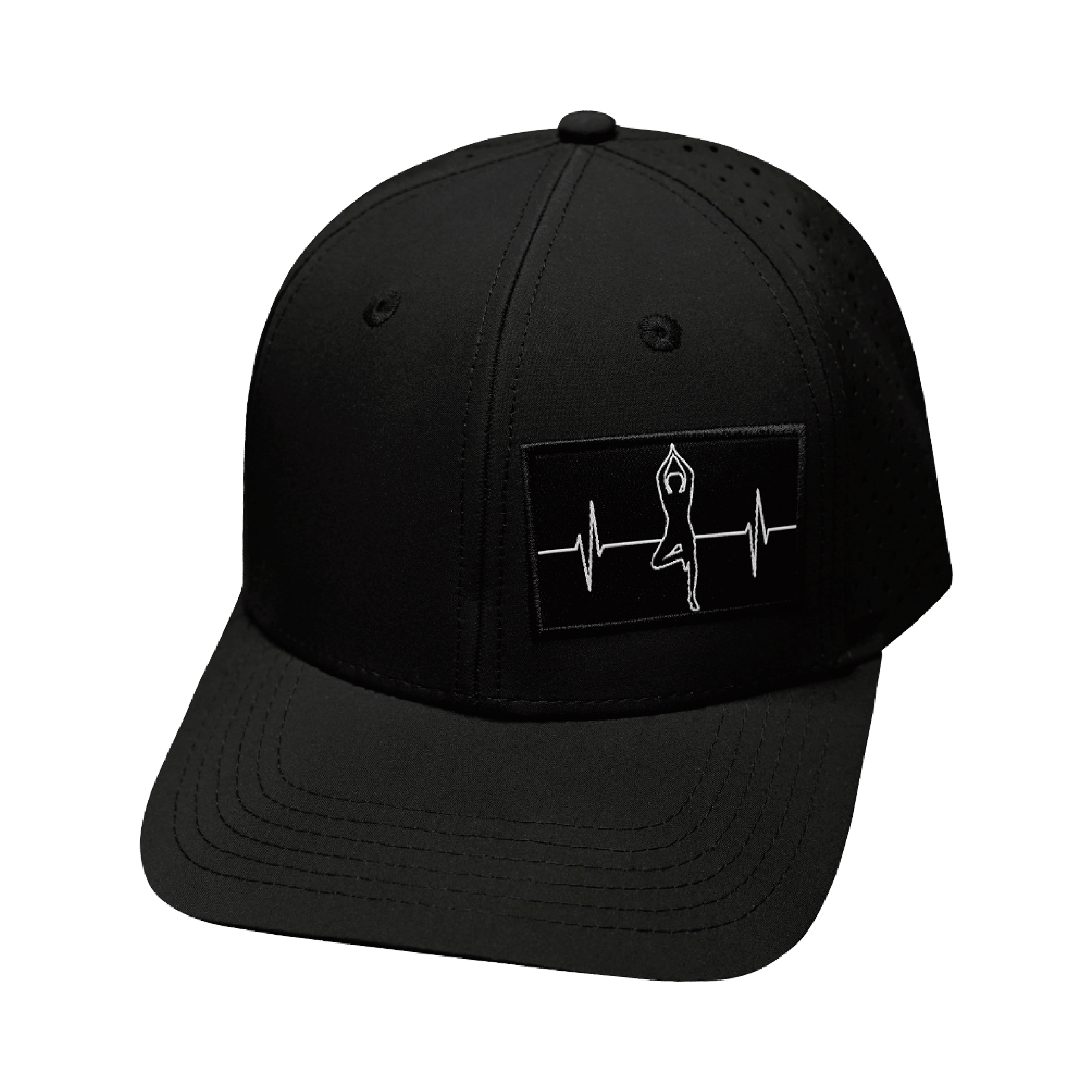 Yoga Hat - Baseball Hat Fit - Black - Laser Mesh