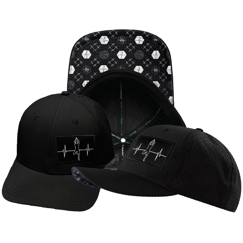 Yoga Hat - Baseball Hat Fit - Black - Laser Mesh