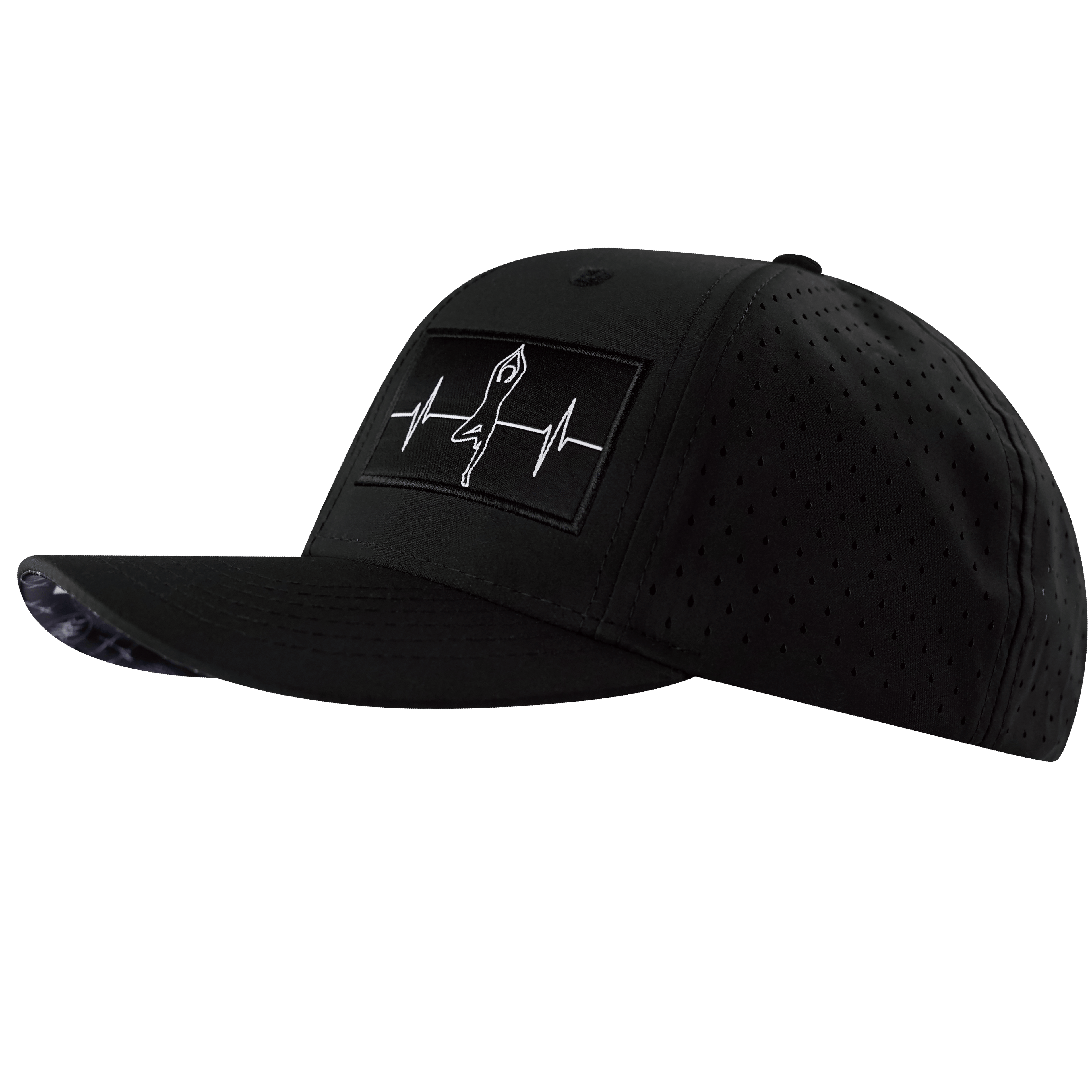 Yoga Hat - Baseball Hat Fit - Black - Laser Mesh
