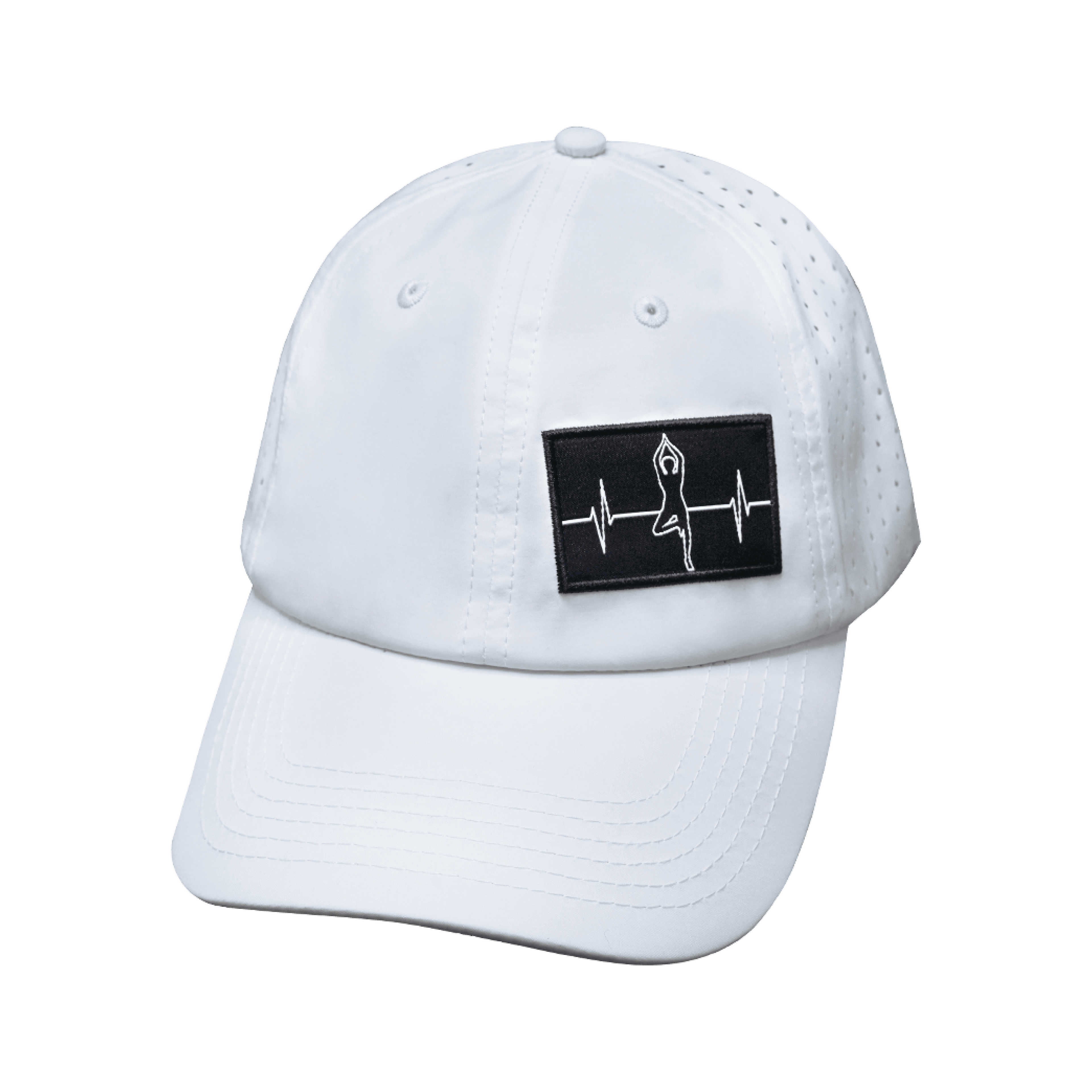 Yoga Hat - Dad Hat - Ponytail - White - Laser Mesh
