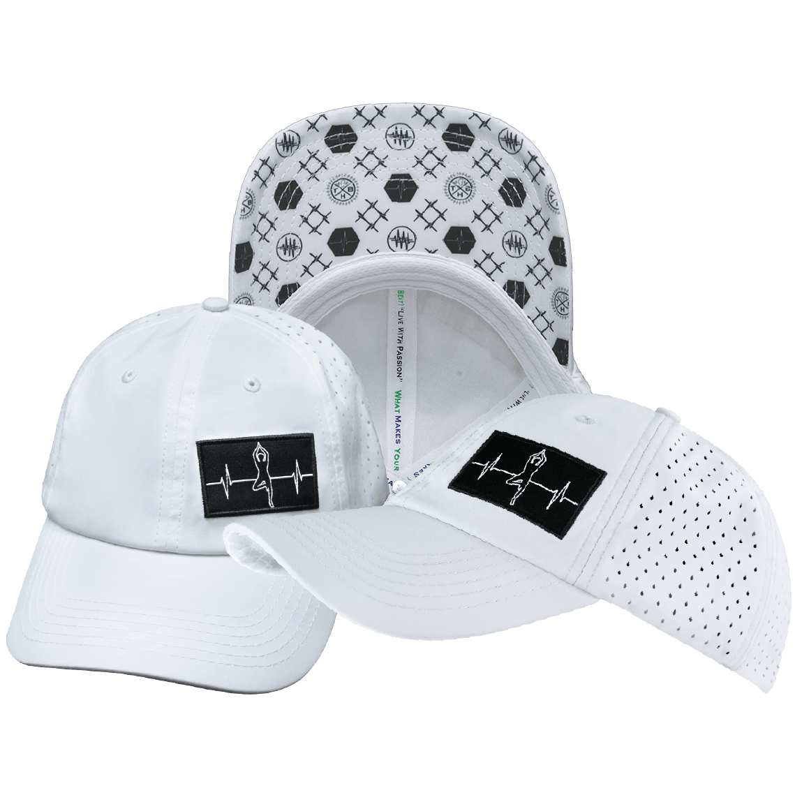 Yoga Hat - Dad Hat - Ponytail - White - Laser Mesh