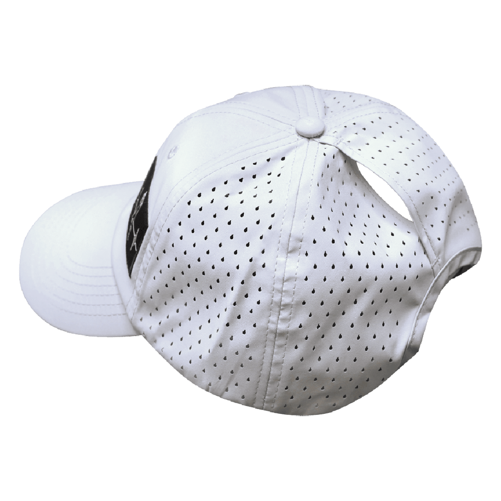 Yoga Hat - Dad Hat - Ponytail - White - Laser Mesh