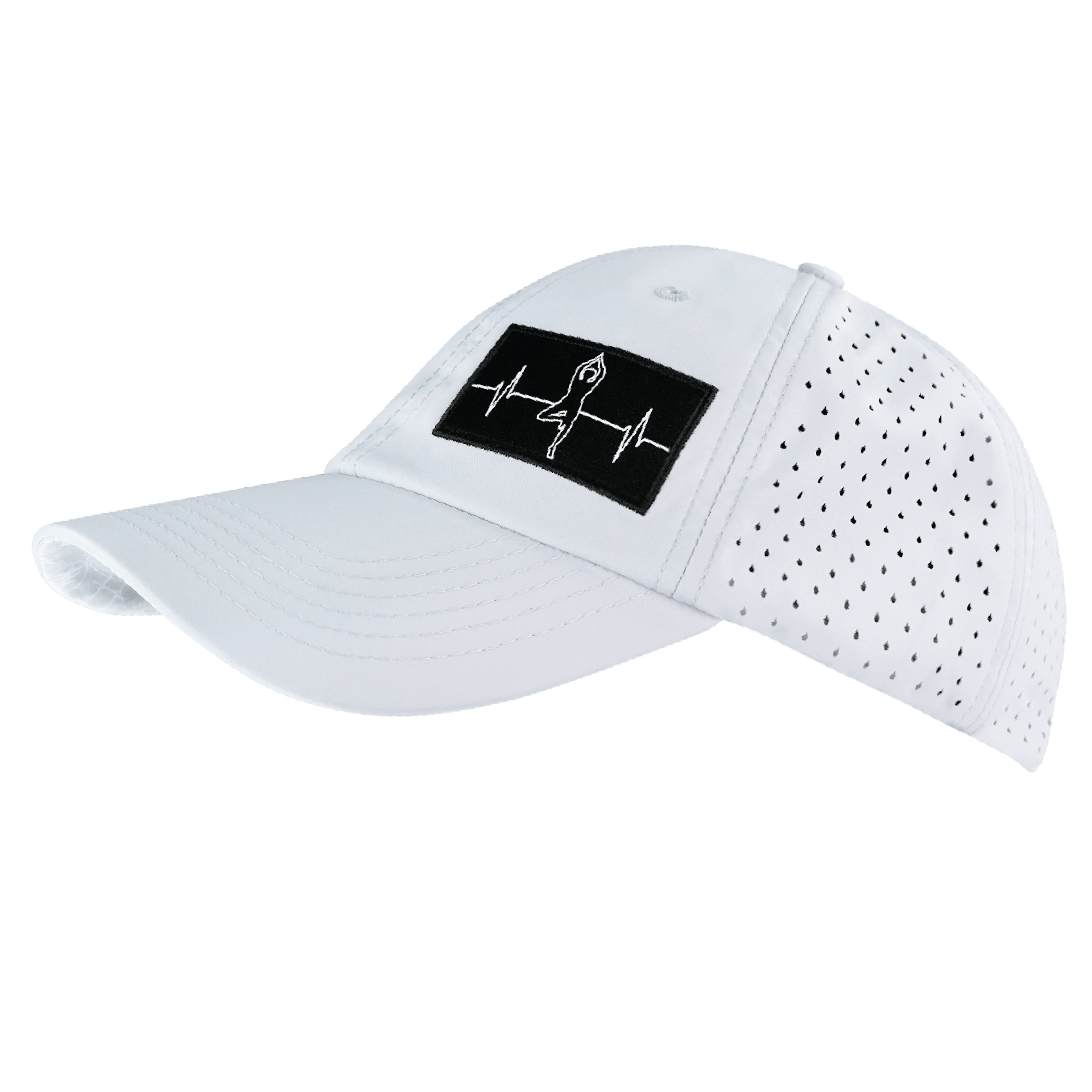 Yoga Hat - Dad Hat - Ponytail - White - Laser Mesh
