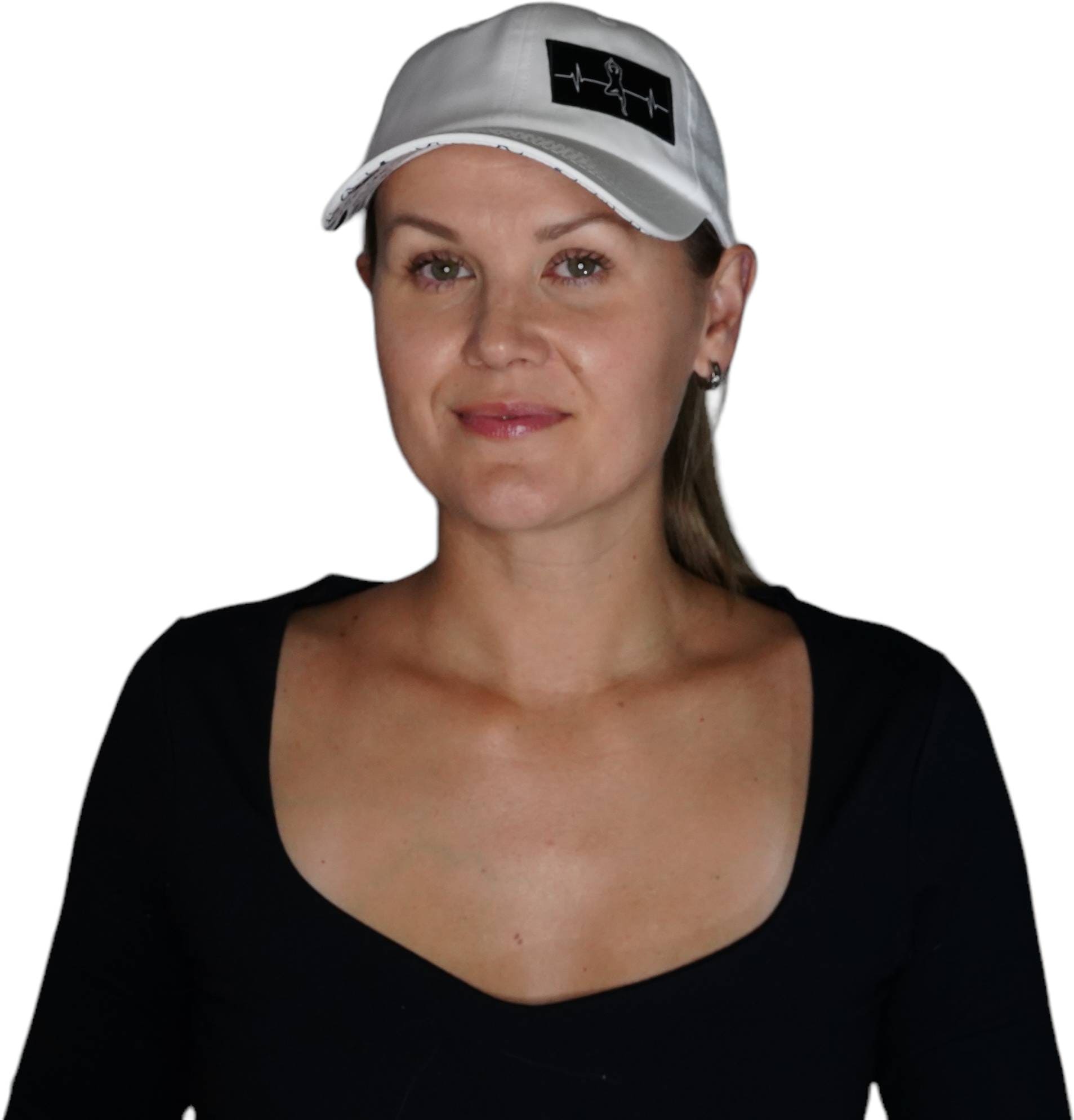 Yoga Hat - Dad Hat - Ponytail - White - Laser Mesh